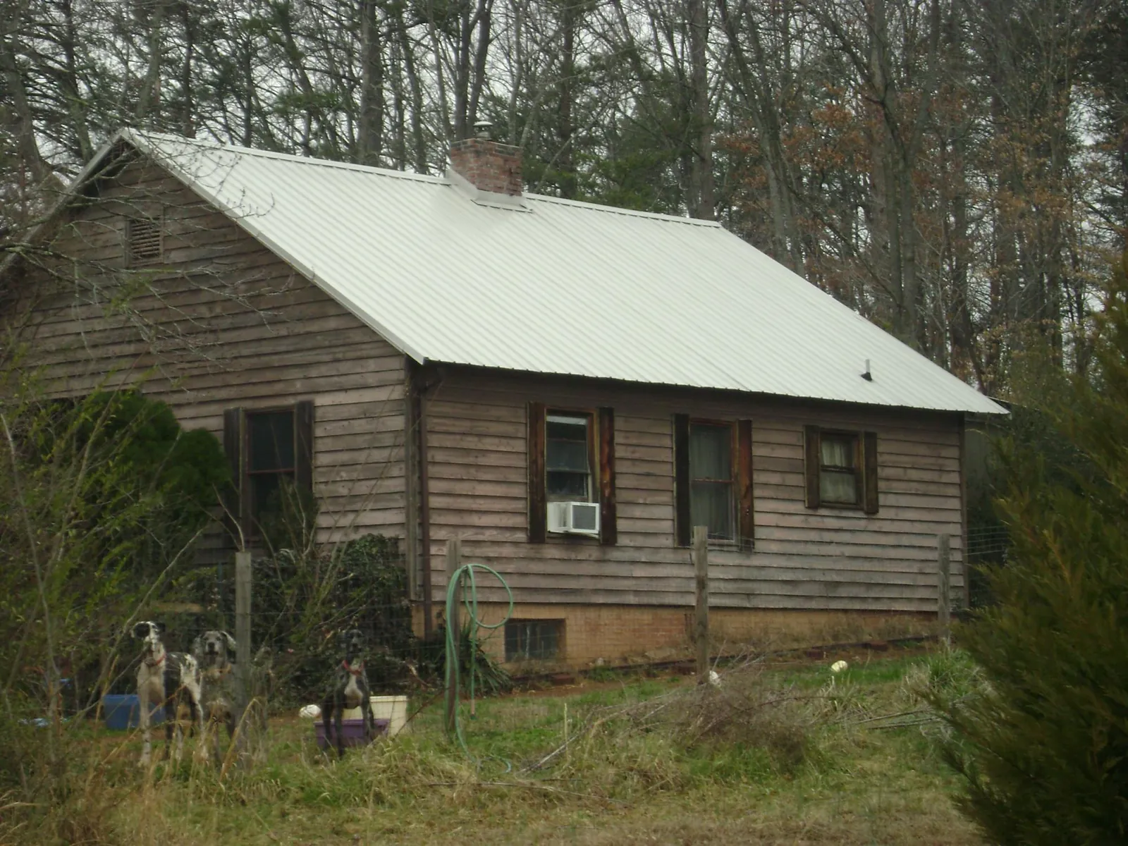 White metal roof on an old wood sided farmhouse, from a Metal Roof Installation job in Poulsbo